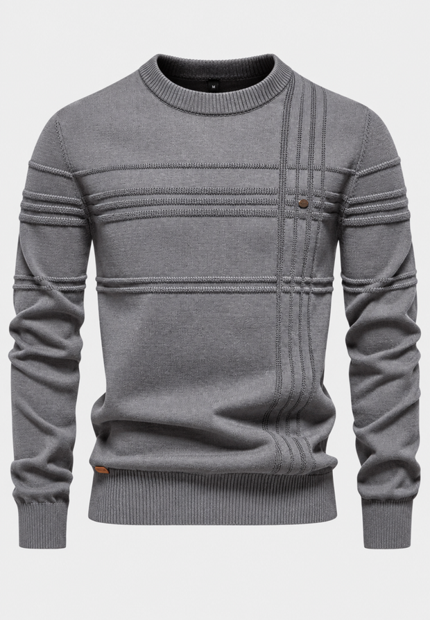 Jersey hombre cuello redondo punto estructura cuadros - Simon