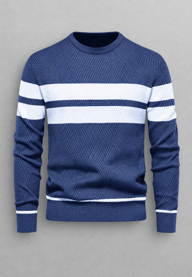 Jersey hombre cuello redondo rayas punto texturizado - Tobias