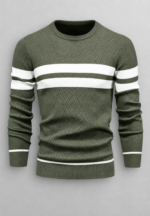 Jersey hombre cuello redondo rayas punto texturizado - Tobias
