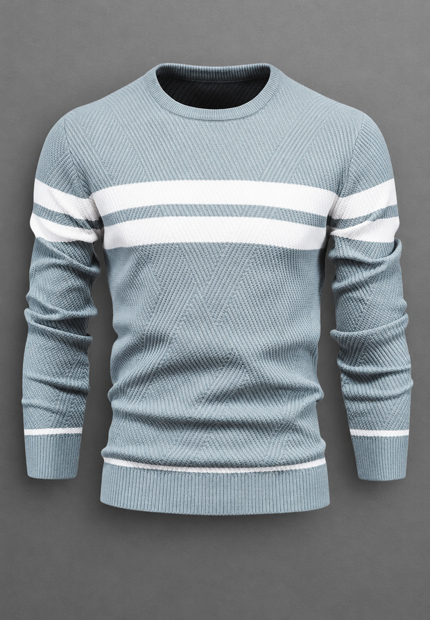 Jersey hombre cuello redondo rayas punto texturizado - Tobias