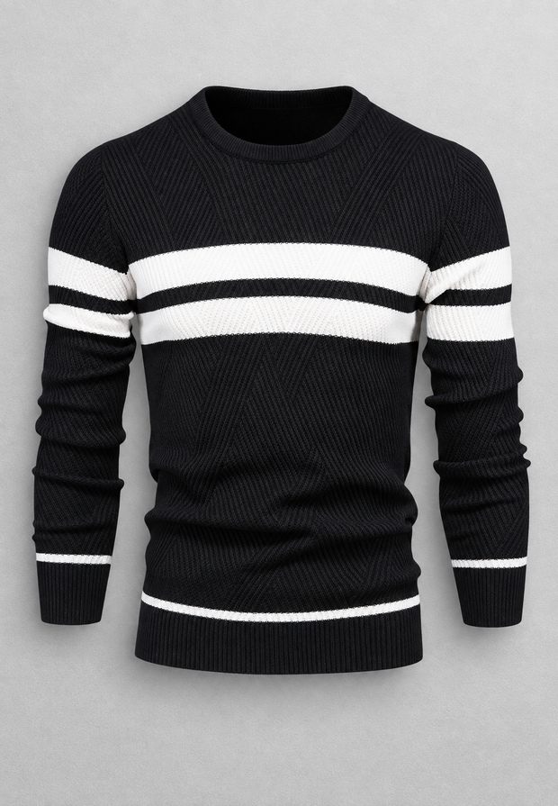 Jersey hombre cuello redondo rayas punto texturizado - Tobias