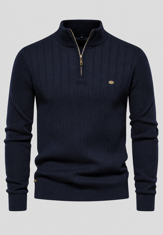 Jersey hombre media cremallera cuello alto canalé - Mikkel