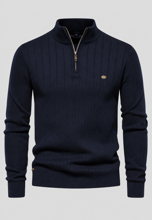 Jersey hombre media cremallera cuello alto canalé - Mikkel