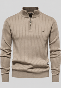 Jersey hombre media cremallera cuello alto canalé - Mikkel