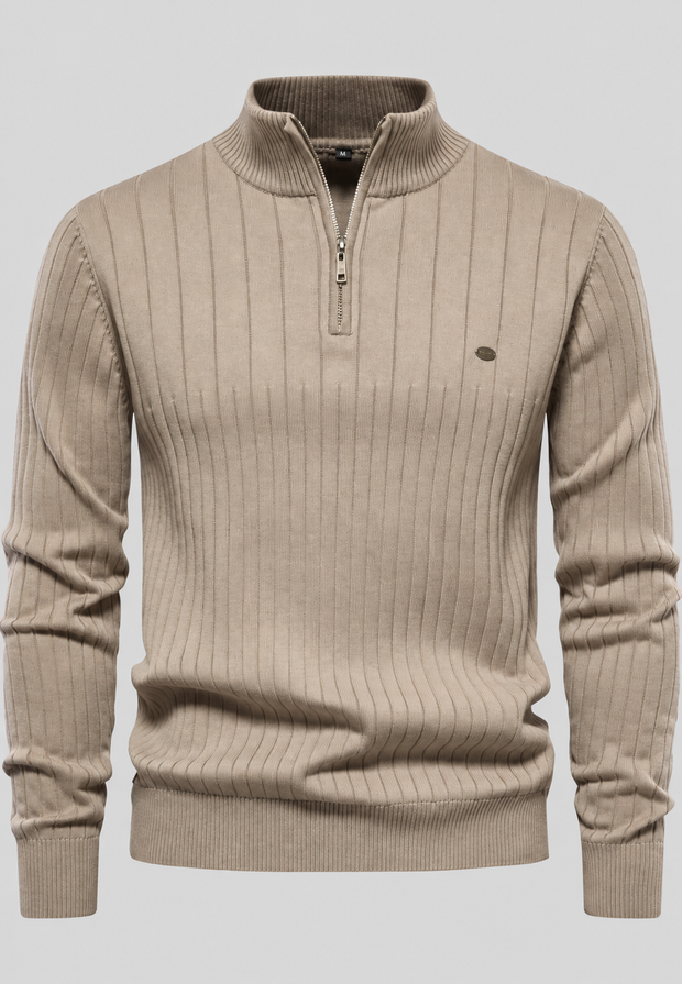 Jersey hombre media cremallera cuello alto canalé - Mikkel