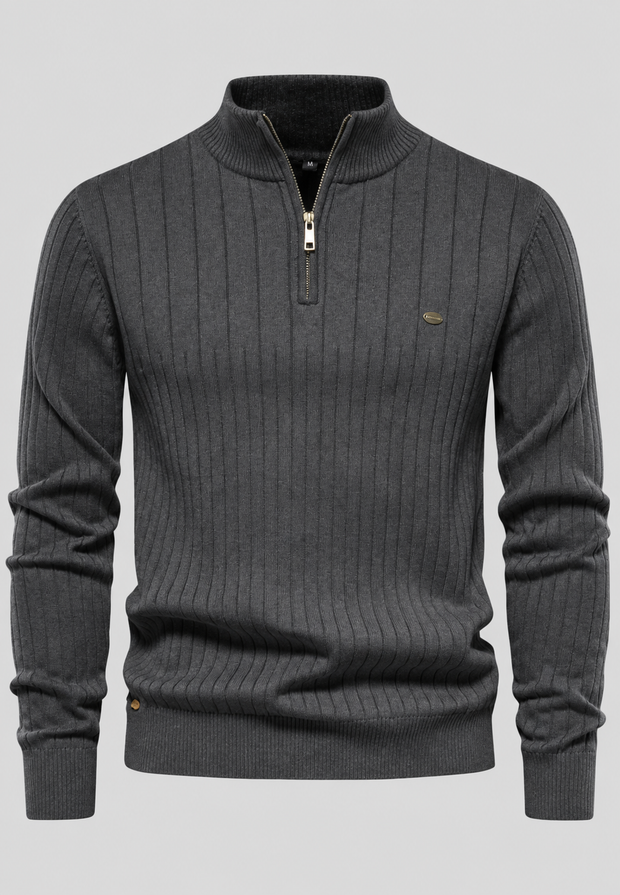 Jersey hombre media cremallera cuello alto canalé - Mikkel