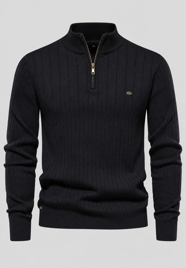 Jersey hombre media cremallera cuello alto canalé - Mikkel