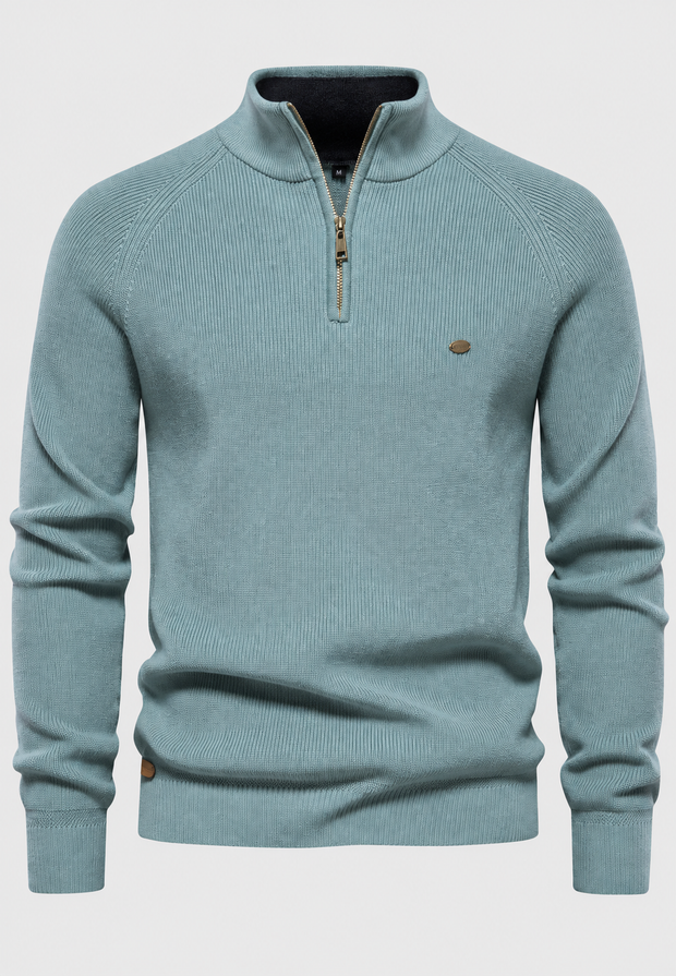 Jersey hombre media cremallera cuello alto manga raglán - Leif