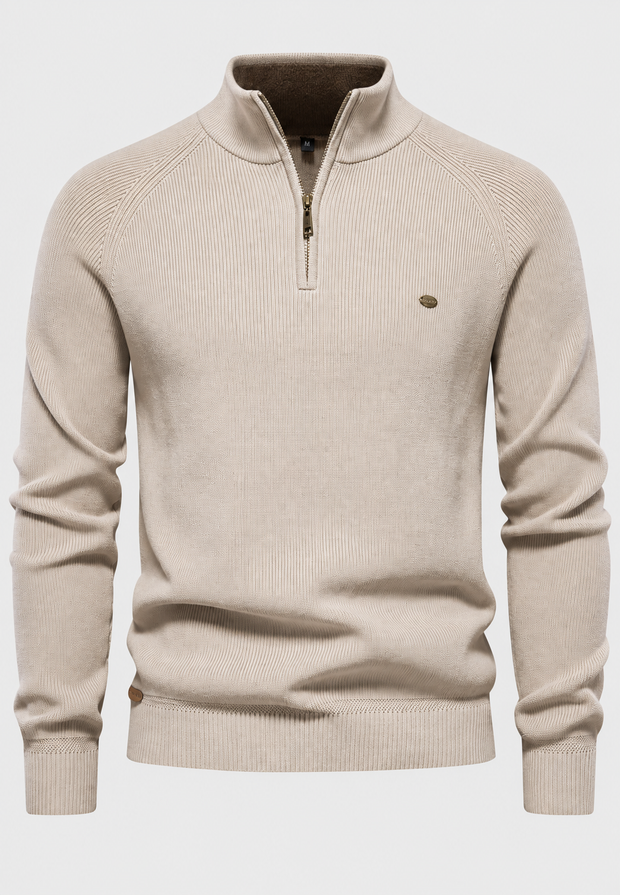 Jersey hombre media cremallera cuello alto manga raglán - Leif