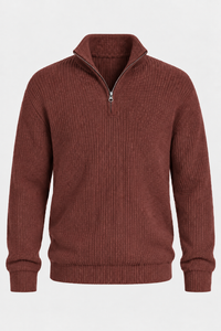 Jersey hombre media cremallera punto acanalado cuello alto - Stellan