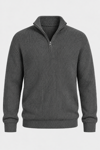 Jersey hombre media cremallera punto acanalado cuello alto - Stellan