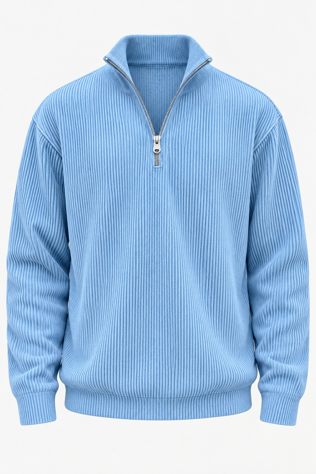 Jersey hombre media cremallera textura acanalada - Leander