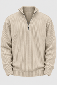 Jersey hombre media cremallera textura acanalada - Leander