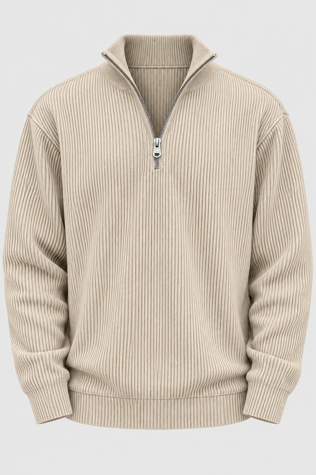 Jersey hombre media cremallera textura acanalada - Leander