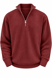 Jersey hombre media cremallera textura acanalada - Leander