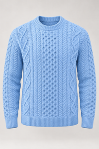 Jersey hombre punto trenzado cuello redondo manga larga - Bastien