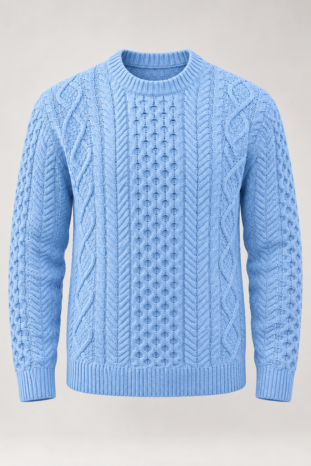 Jersey hombre punto trenzado cuello redondo manga larga - Bastien