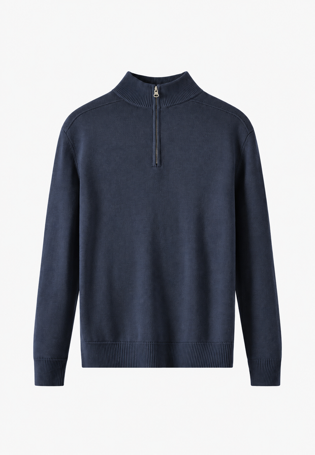 Jersey lana merino hombre media cremallera cuello alto - Florent