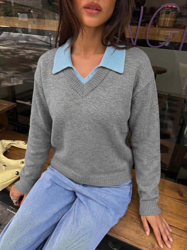 Jersey de punto con cuello camisero para mujer - Tilda