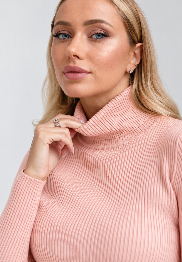 Jersey mujer cuello vuelto punto canalé ajustado - Nélida