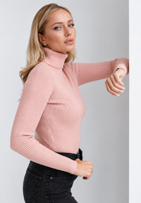 Jersey mujer cuello vuelto punto canalé ajustado - Nélida