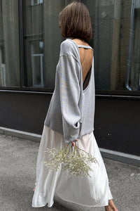 Jersey mujer oversize espalda abierta manga larga - Mireya