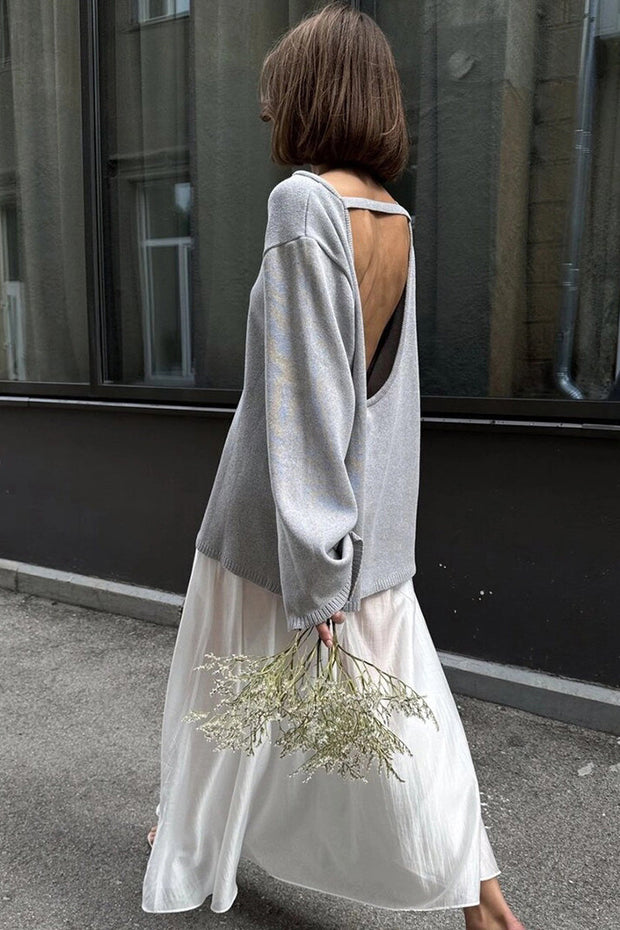 Jersey mujer oversize espalda abierta manga larga - Mireya