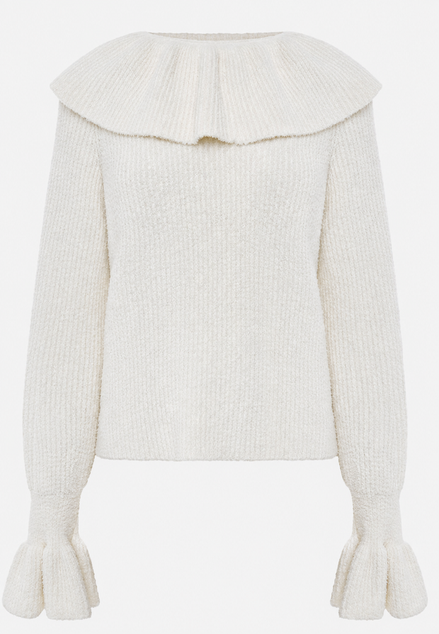 Jersey mujer punto cuello volante manga larga - Capucine