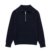 Jersey mujer rayas media cremallera cuello alto - Holly