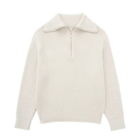 Jersey mujer rayas media cremallera cuello alto - Holly