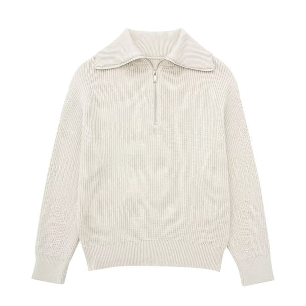 Jersey mujer rayas media cremallera cuello alto - Holly