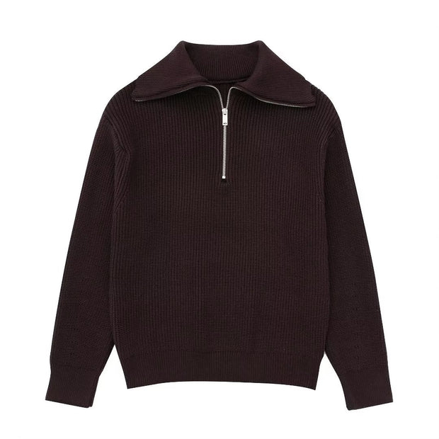 Jersey mujer rayas media cremallera cuello alto - Holly