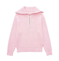 Jersey mujer rayas media cremallera cuello alto - Holly