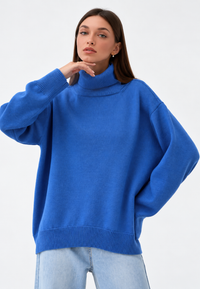 Jersey oversize mujer cuello vuelto hombros caídos punto liso - Eirwen