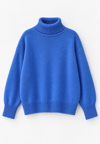 Jersey oversize mujer cuello vuelto hombros caídos punto liso - Eirwen