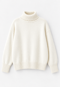 Jersey oversize mujer cuello vuelto hombros caídos punto liso - Eirwen