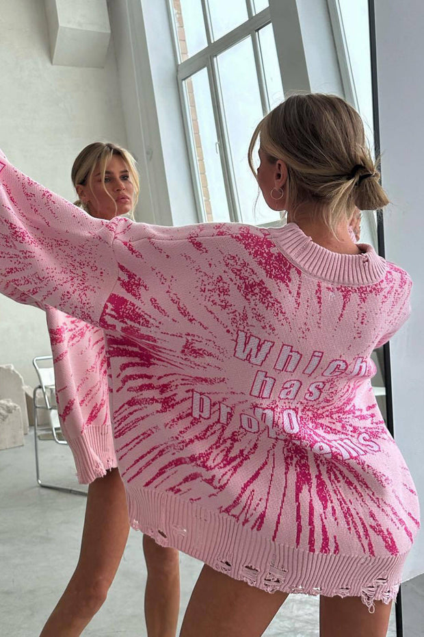 Jersey oversize mujer estampado gráfico detalles rotos - Liora