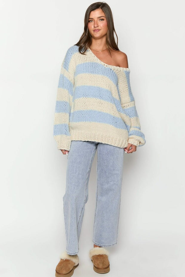 Jersey oversize mujer rayas hombros descubiertos - Frida