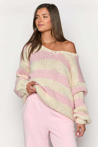 Jersey oversize mujer rayas hombros descubiertos - Frida