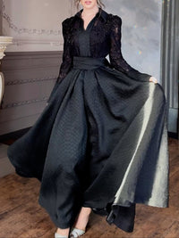 Perla - Maxivestido con cuentas, encaje y patchwork