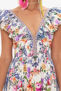 June - Vestido Maxi Estampado Floral con Volantes