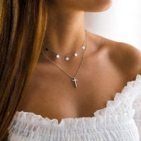 Collar de joyería para mujer cruz central