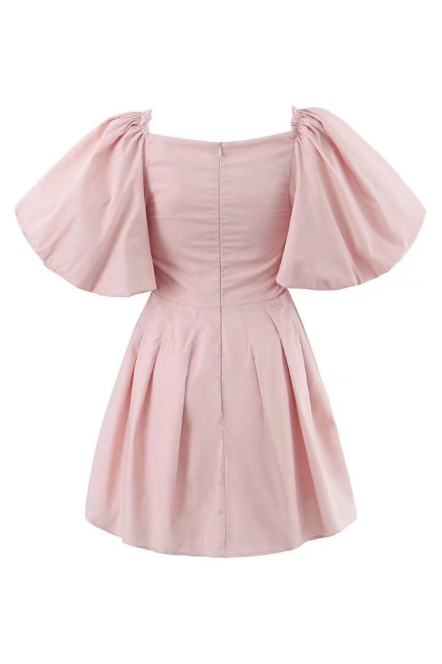 Lydia - Vestido Mini con Nudo y Mangas Abullonadas