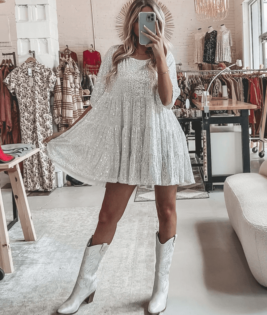 Melia - Elegante vestido adelgazante de lentejuelas