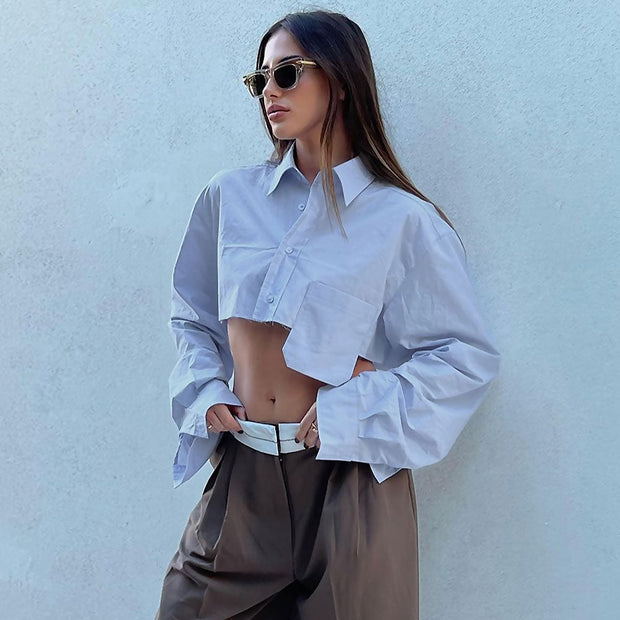 Juliet - Camisa oversize abotonada de doble botonadura