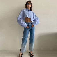 Juliet - Camisa oversize abotonada de doble botonadura