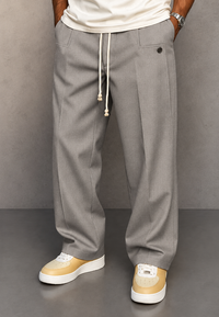 Pantalón hombre wide leg pinzas cintura ajustable - Tavon