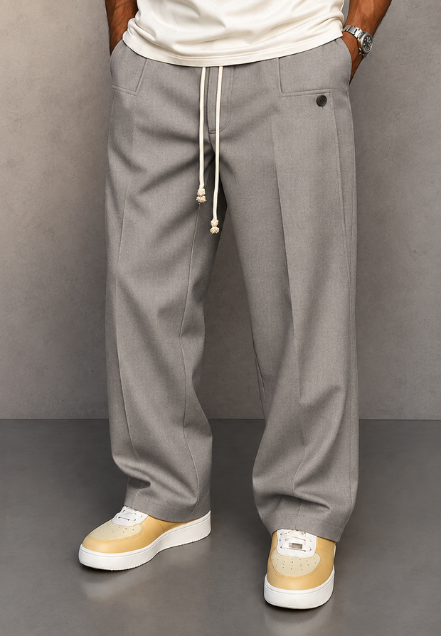 Pantalón hombre wide leg pinzas cintura ajustable - Tavon