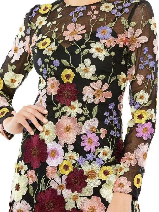 Florina - Vestido de moda floral tridimensional