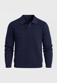 Polo de punto hombre manga larga trenzado cuello abierto - Eamon